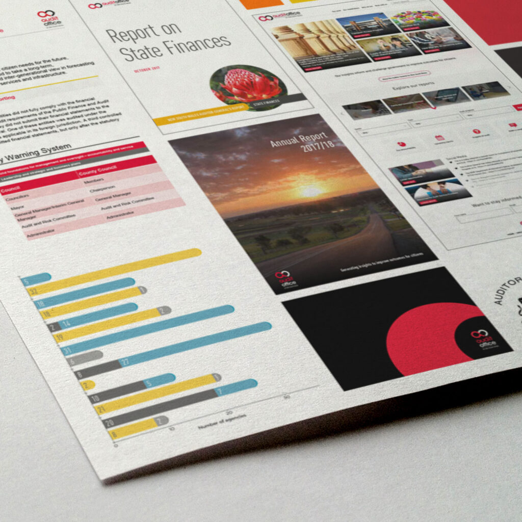 Examples of existing brand materials from the Audit Office