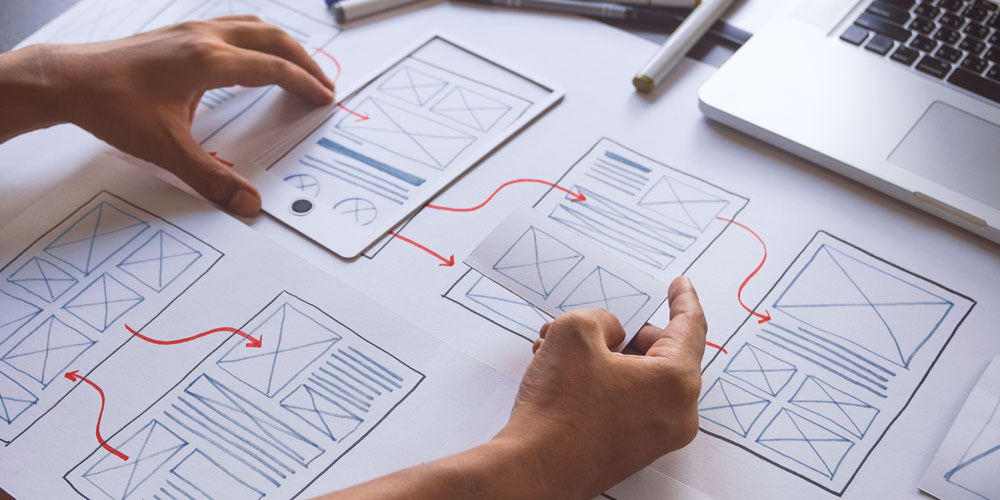 Wireframing a website using paper and markers